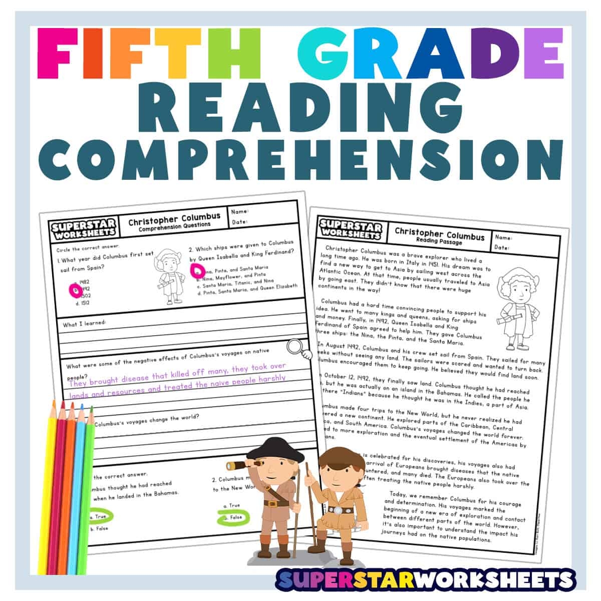 Fifth Grade Reading Comprehension Superstar Worksheets Fifth Grade Reading Comprehension Superstar Worksheets