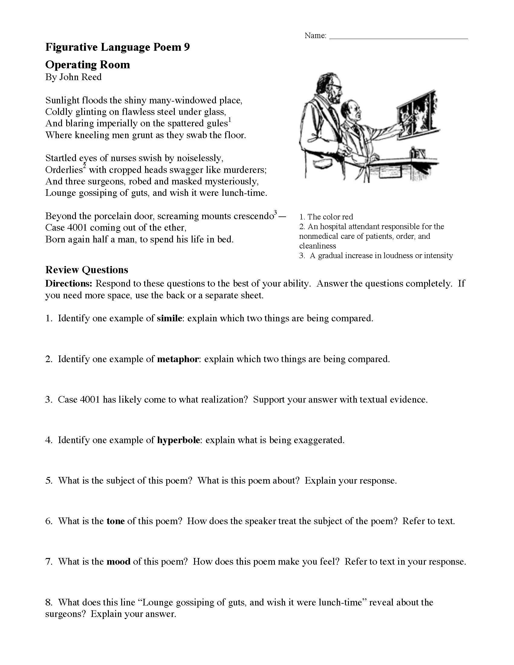 Figurative Language Poems With Questions Ereading Worksheets