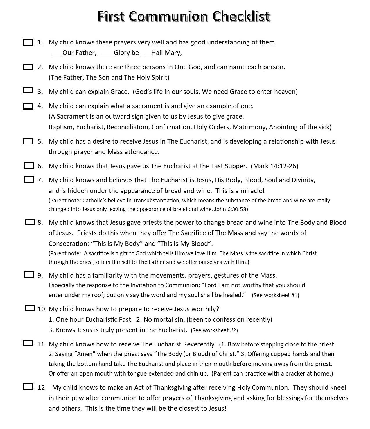 First Holy Communion Preparation St Bartholomew St Joseph