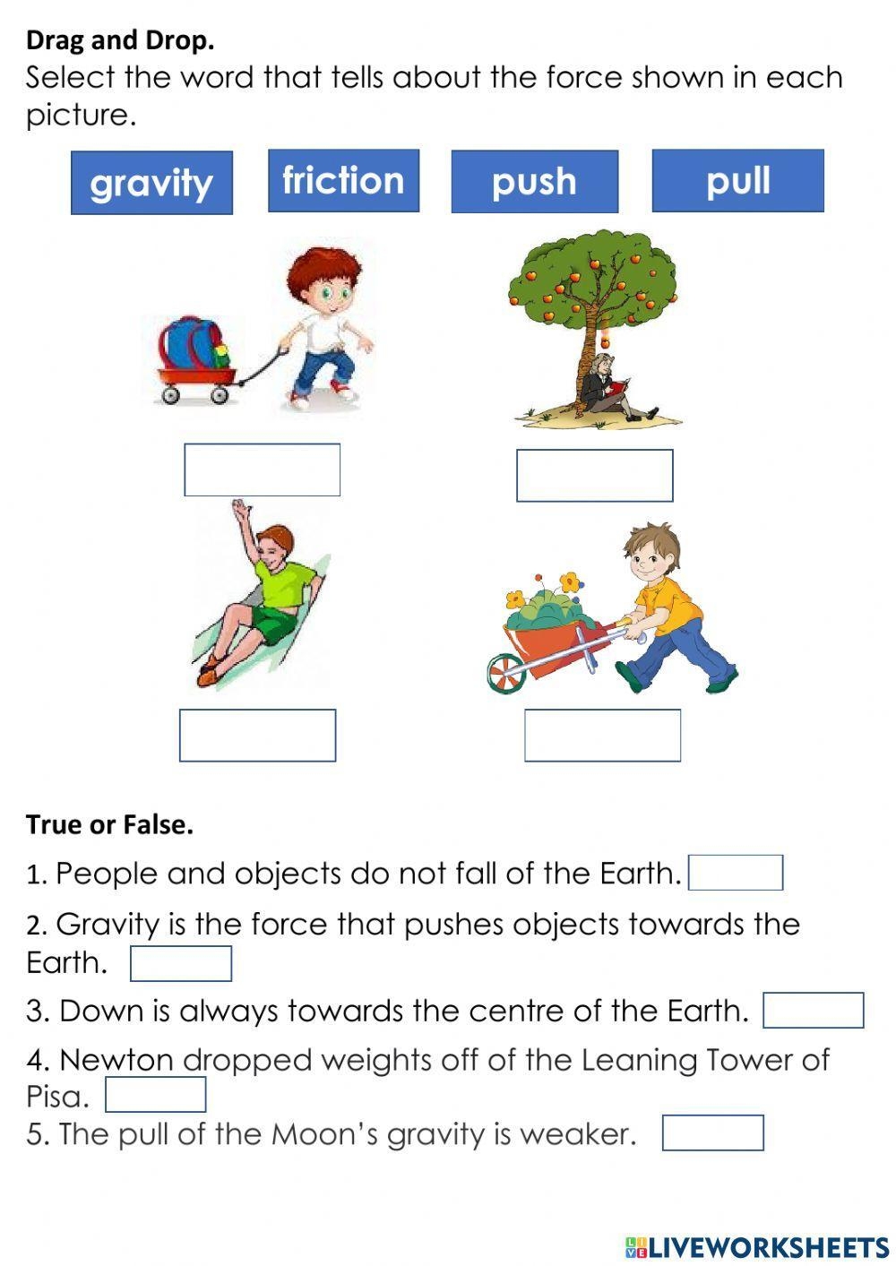 Forces Gravity Push And Pull Newton Worksheets The Ginger Teacher Worksheets Library
