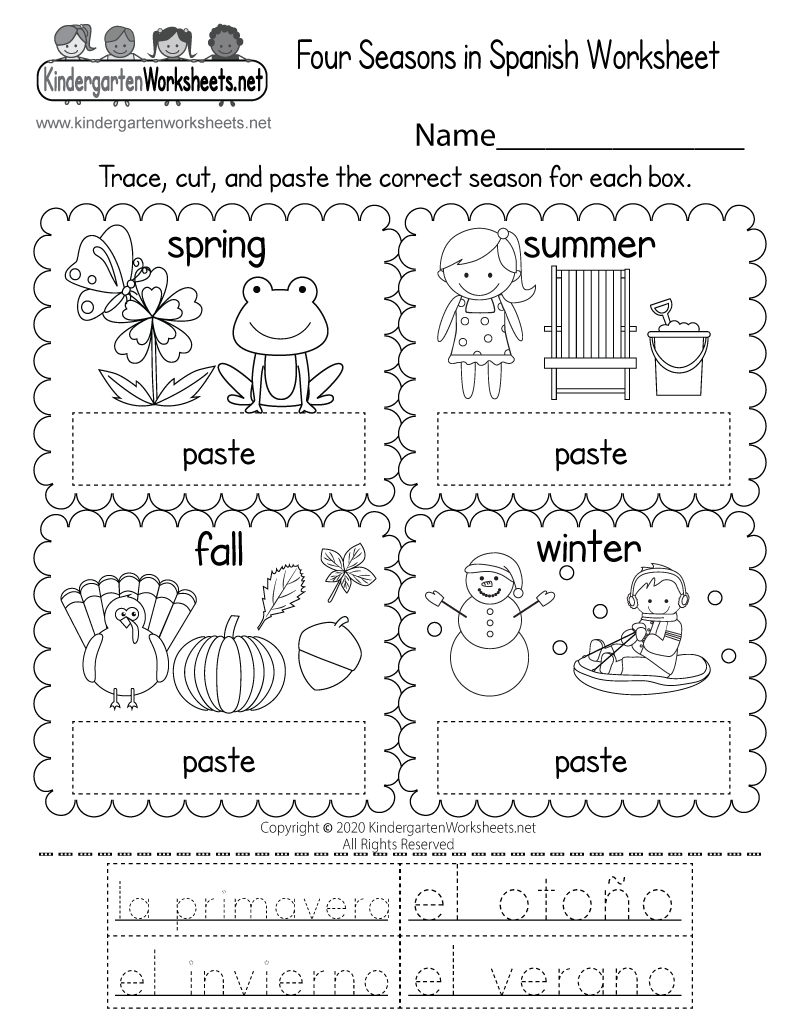 Four Seasons In Spanish Worksheet Free Printable Digital U0026 PDF