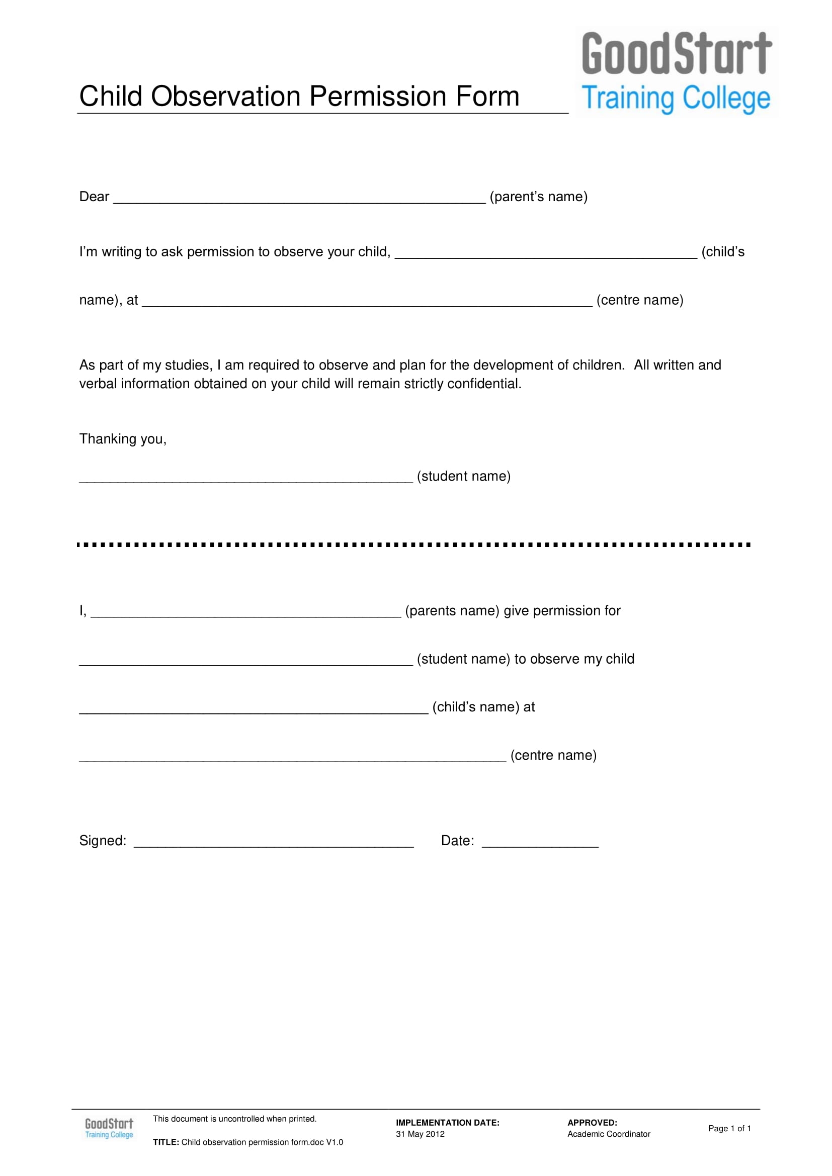 FREE 4 Child Observation Forms In PDF MS Word