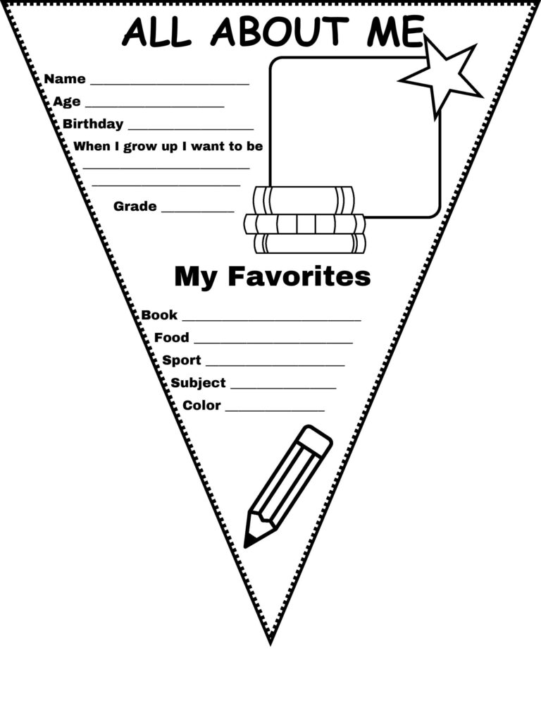 FREE All About Me Pennant Coloring Sheets Back To School Coloring Pages Made By Teachers