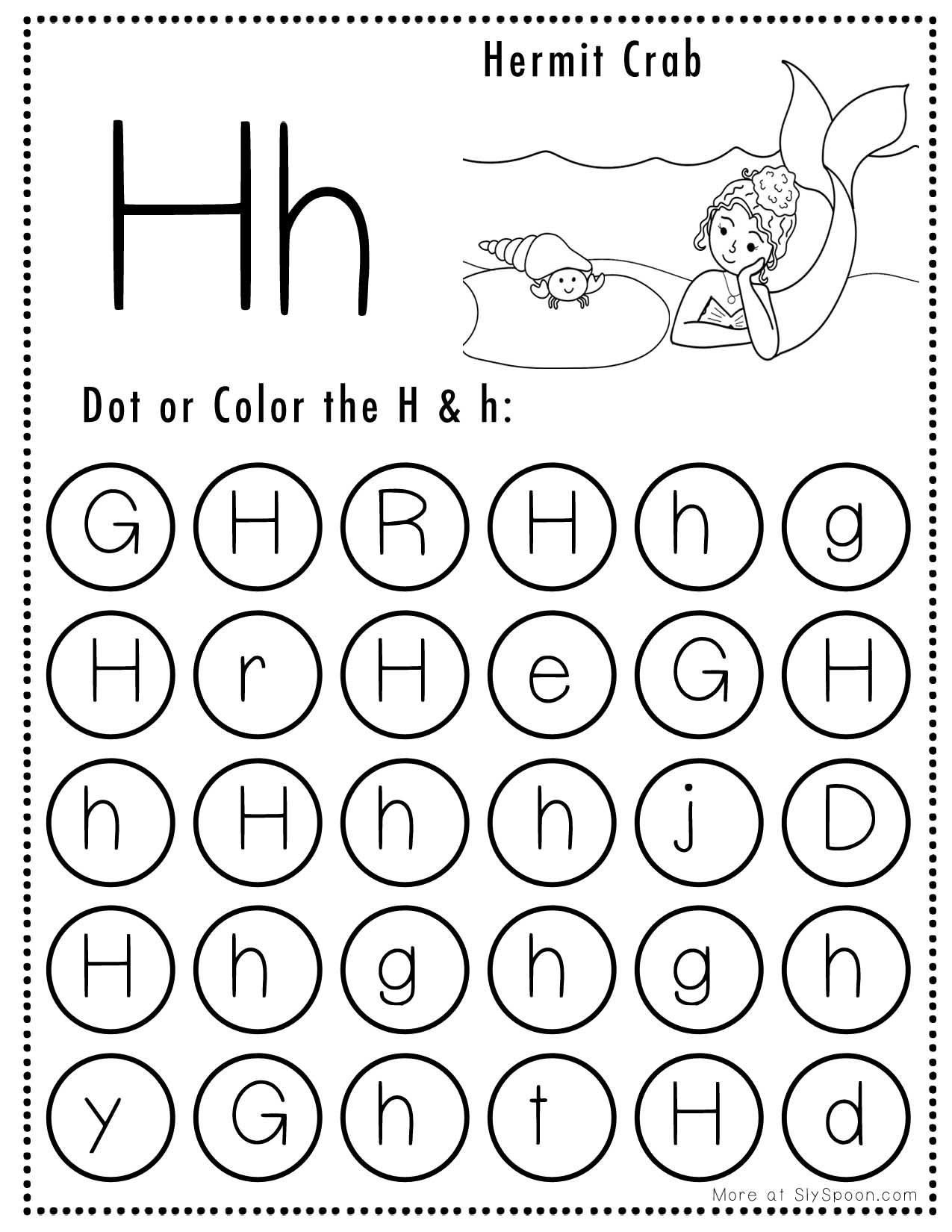 Free Alphabet Do A Dot Printables Worksheets Letter H Mermaid Free Alphabet Do A Dot Printables Worksheets Letter H Mermaid