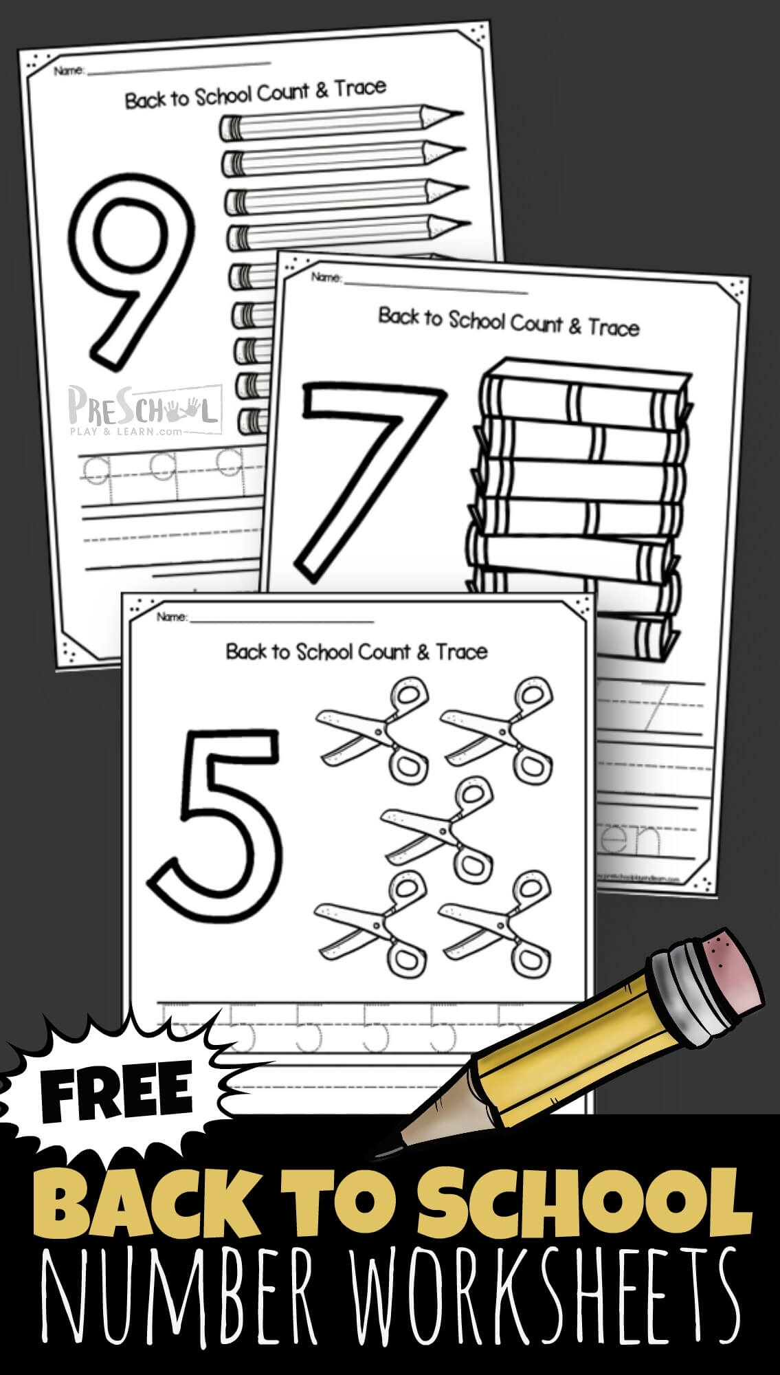  FREE Back To School Preschool Number Worksheets 1 10
