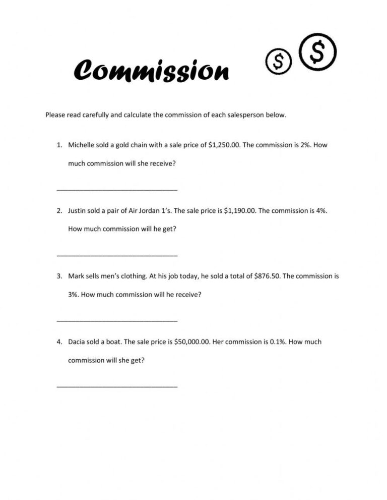 Free Calculating Commission Worksheet Download Free Calculating Commission Worksheet Png Images Free Worksheets On Clipart Library