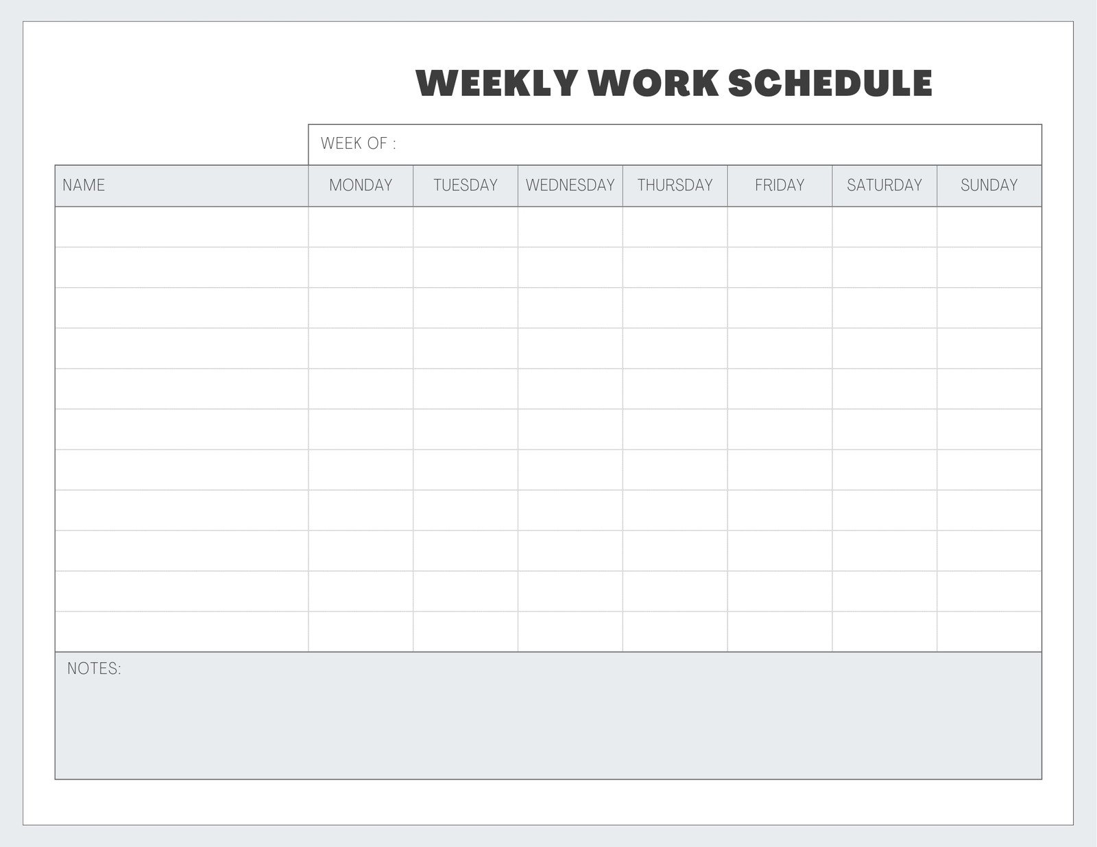 Free Custom Printable Work Schedule Planner Templates Canva Worksheets Library