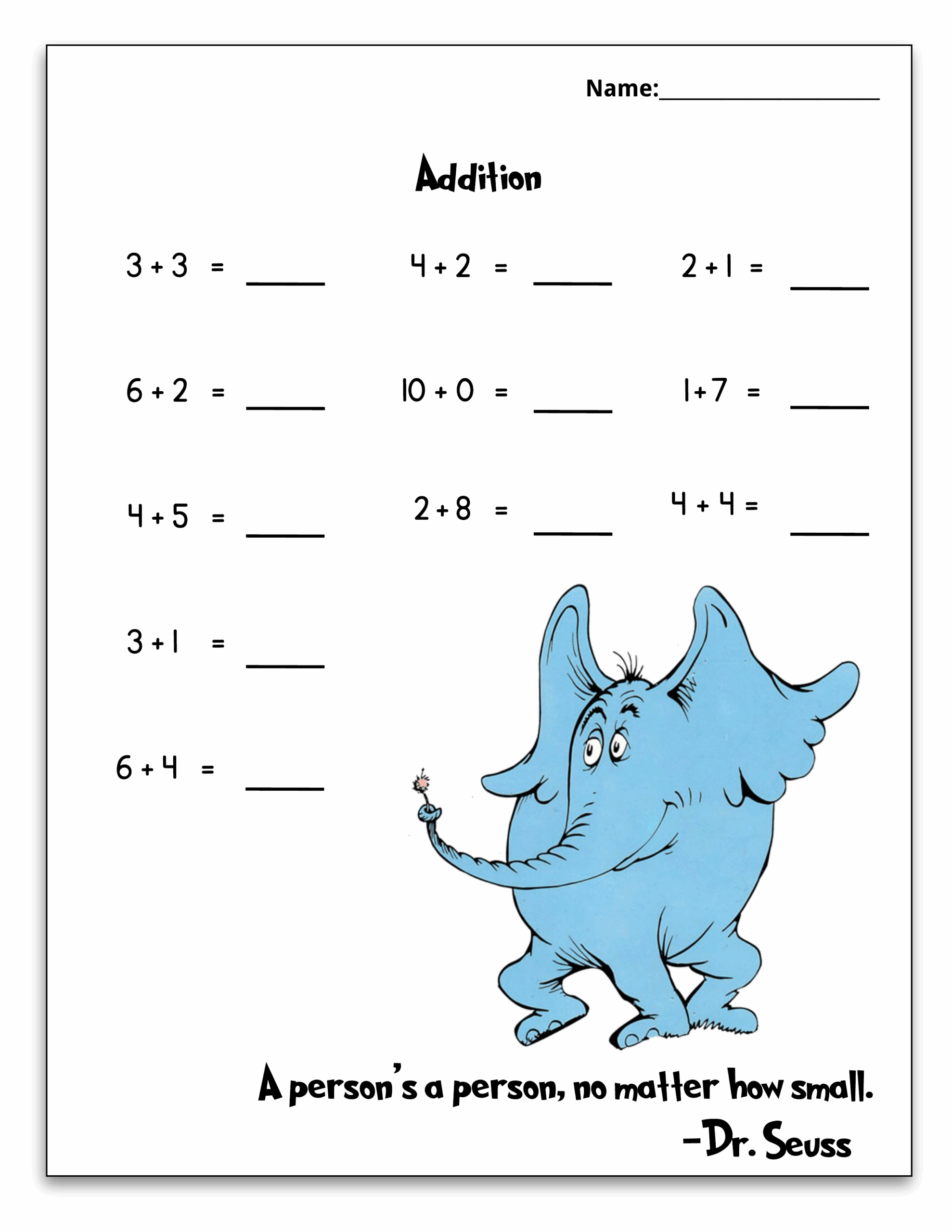 Free Dr Seuss Printable Math Pack For Grades K 1st Worksheets Library