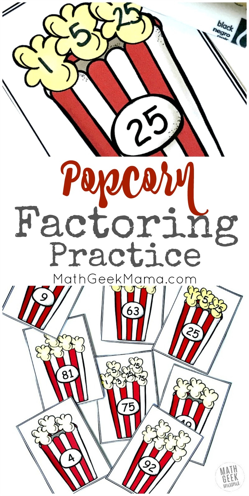 FREE Easy Popcorn Factoring Practice Activity