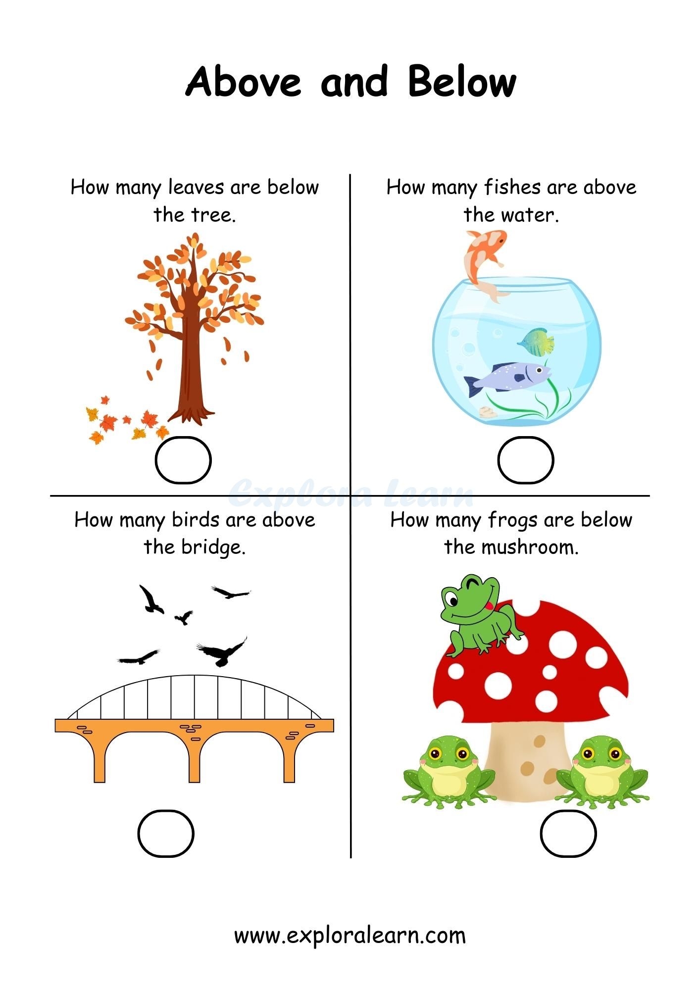 Free Exploralearn Worksheets Comparisons Worksheets Above And Below