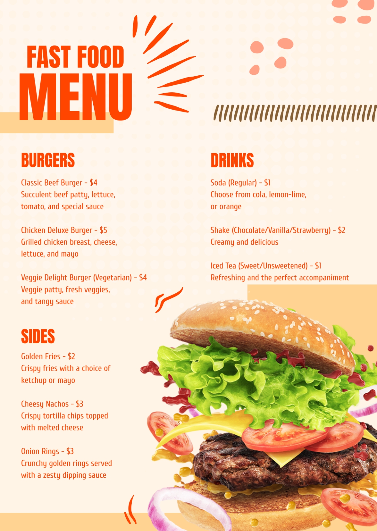 Free Food Menu Templates Editable And Printable
