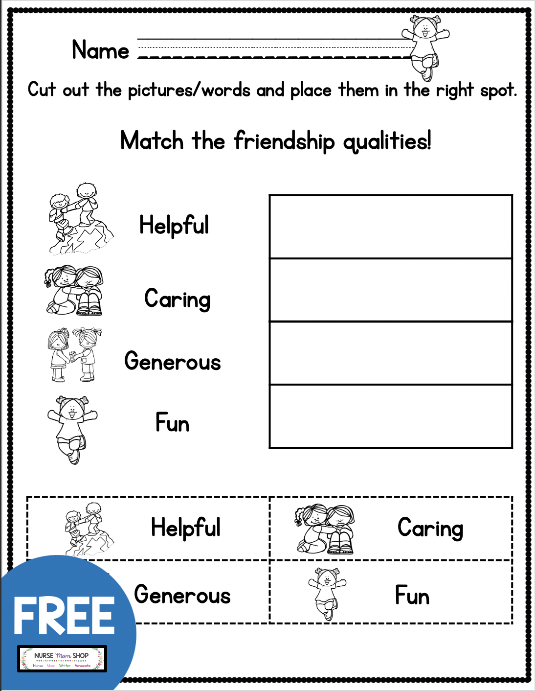 FREE Friendship Printables Social Emotional Learning Friendship 