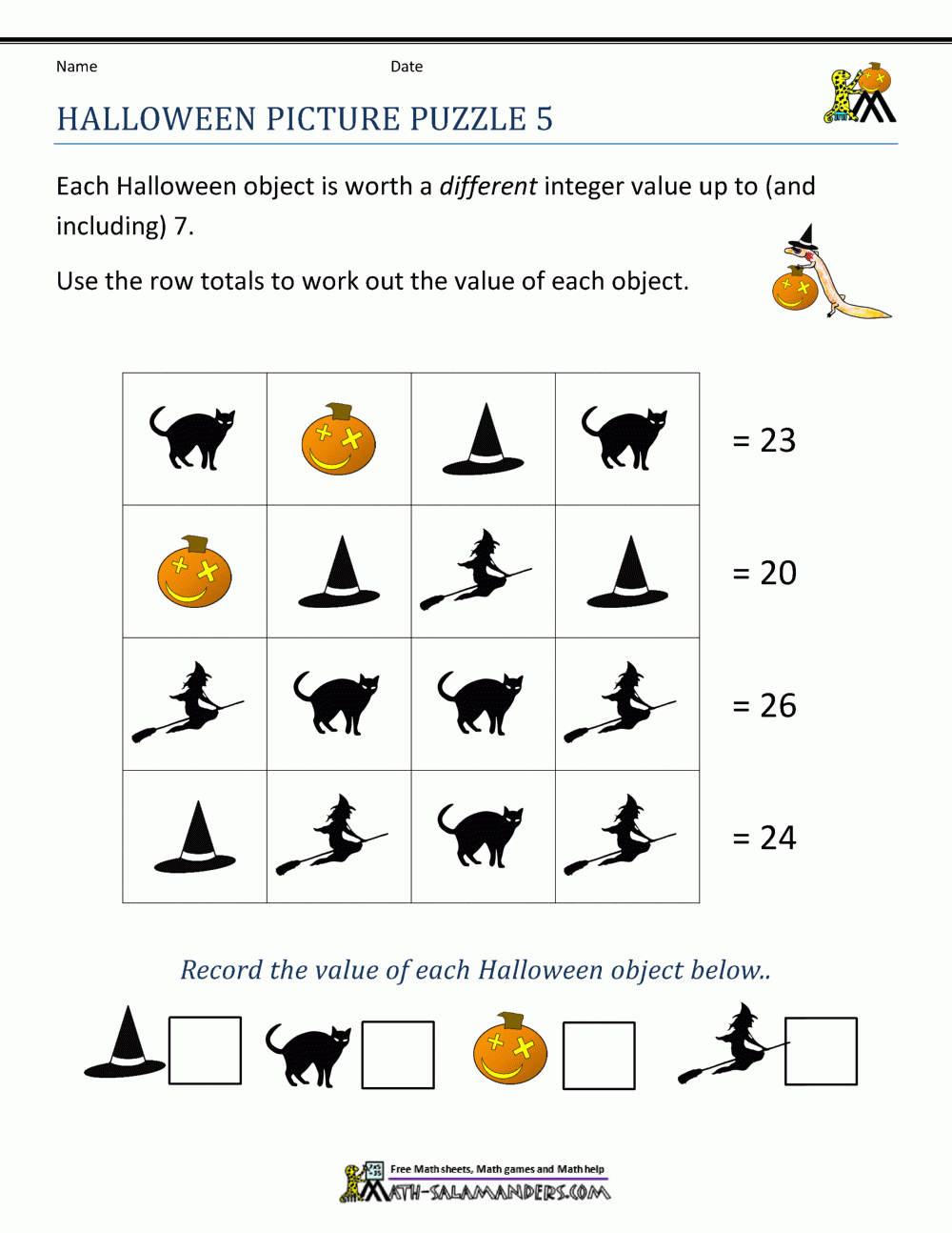 Free Halloween Math Worksheets Free Halloween Math Worksheets