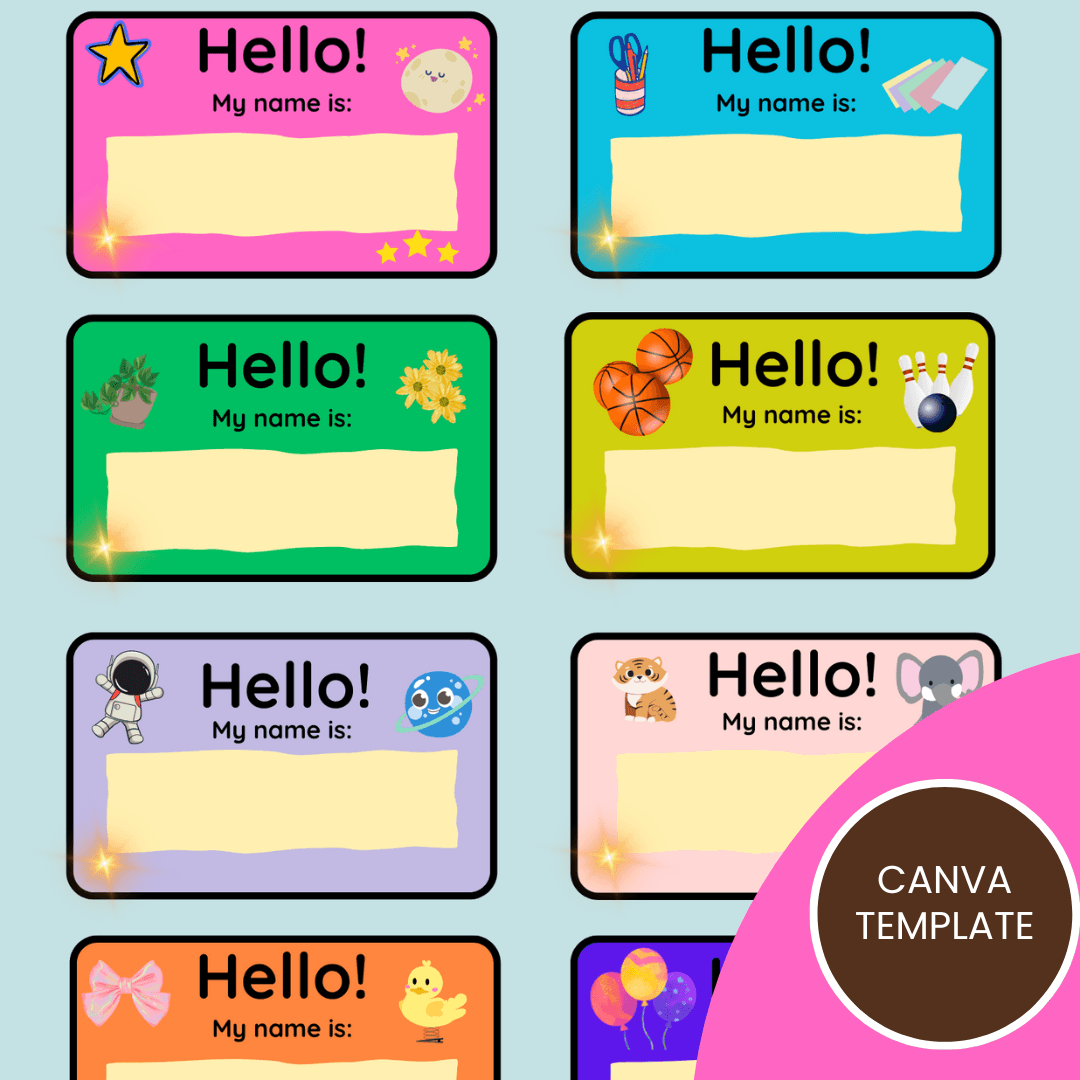 Free Kids School Name Tag Editable Canva Template By Khayeartwork Raket PH