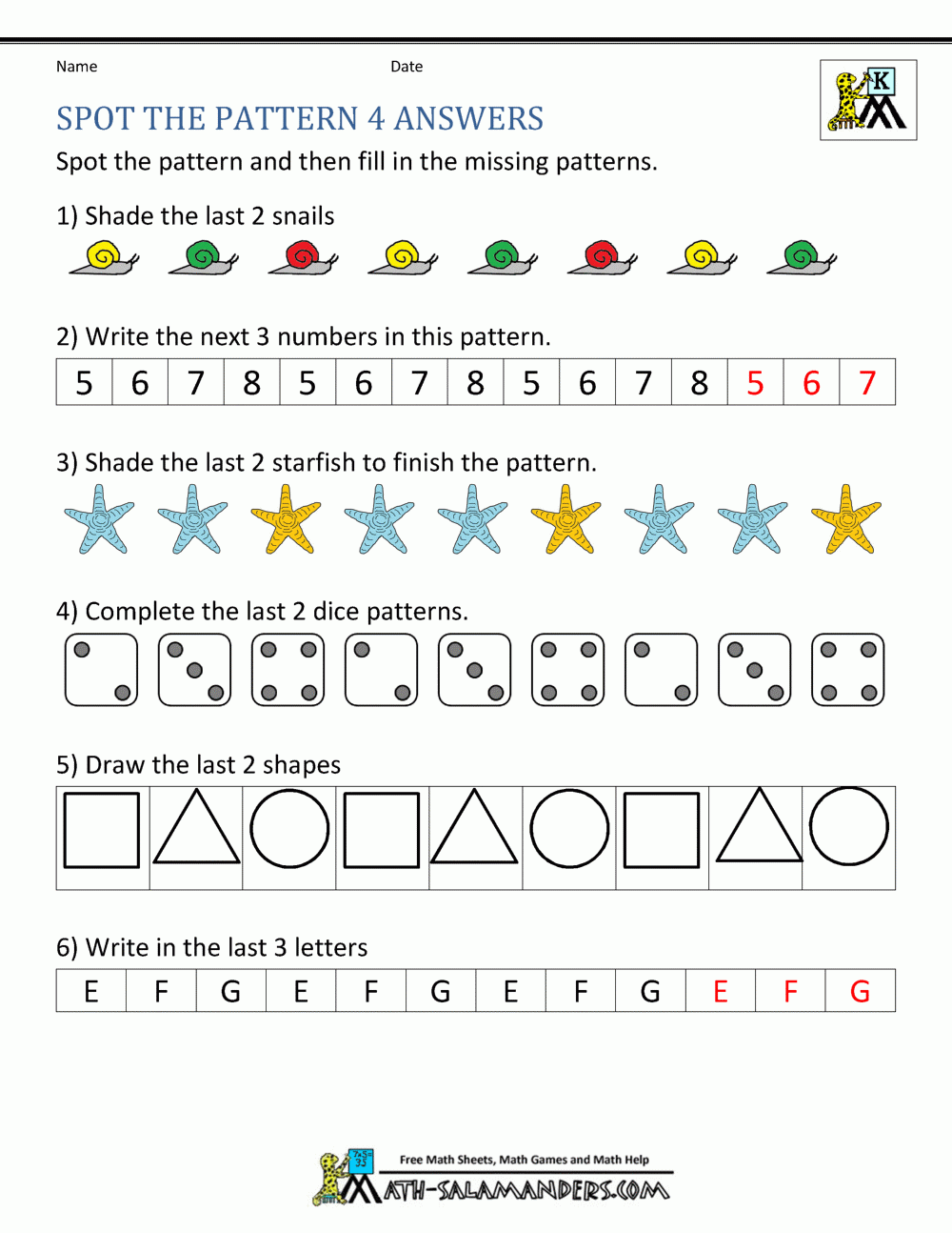 Free Kindergarten Worksheets Spot The Patterns Worksheets Library