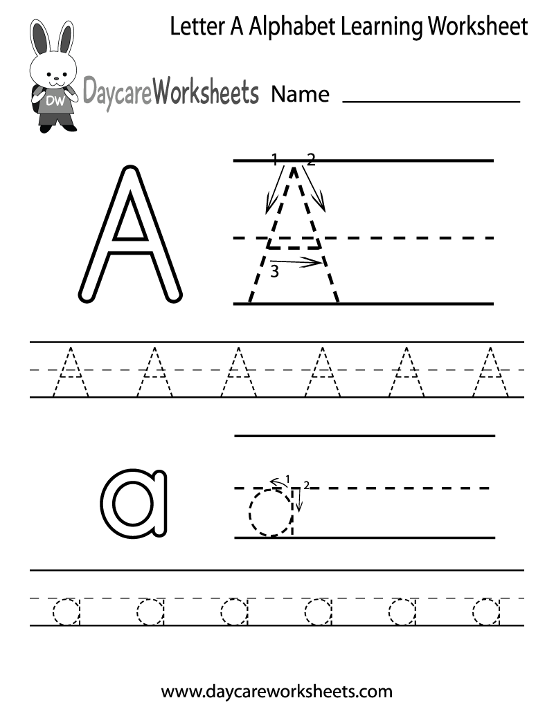 Free Letter A Alphabet Learning Worksheet For Preschool Free Letter A Alphabet Learning Worksheet For Preschool