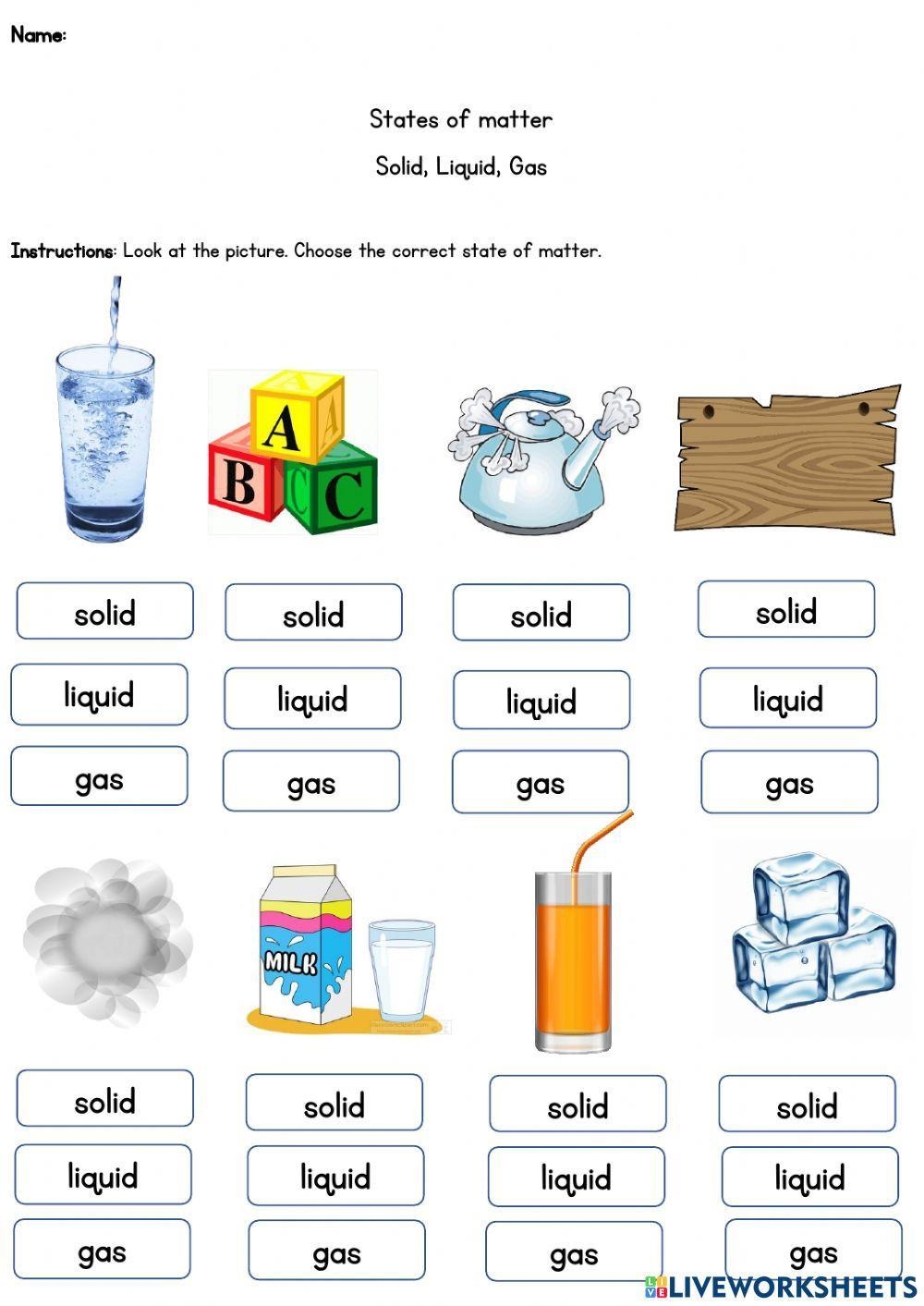 Matter Free Printable Worksheets