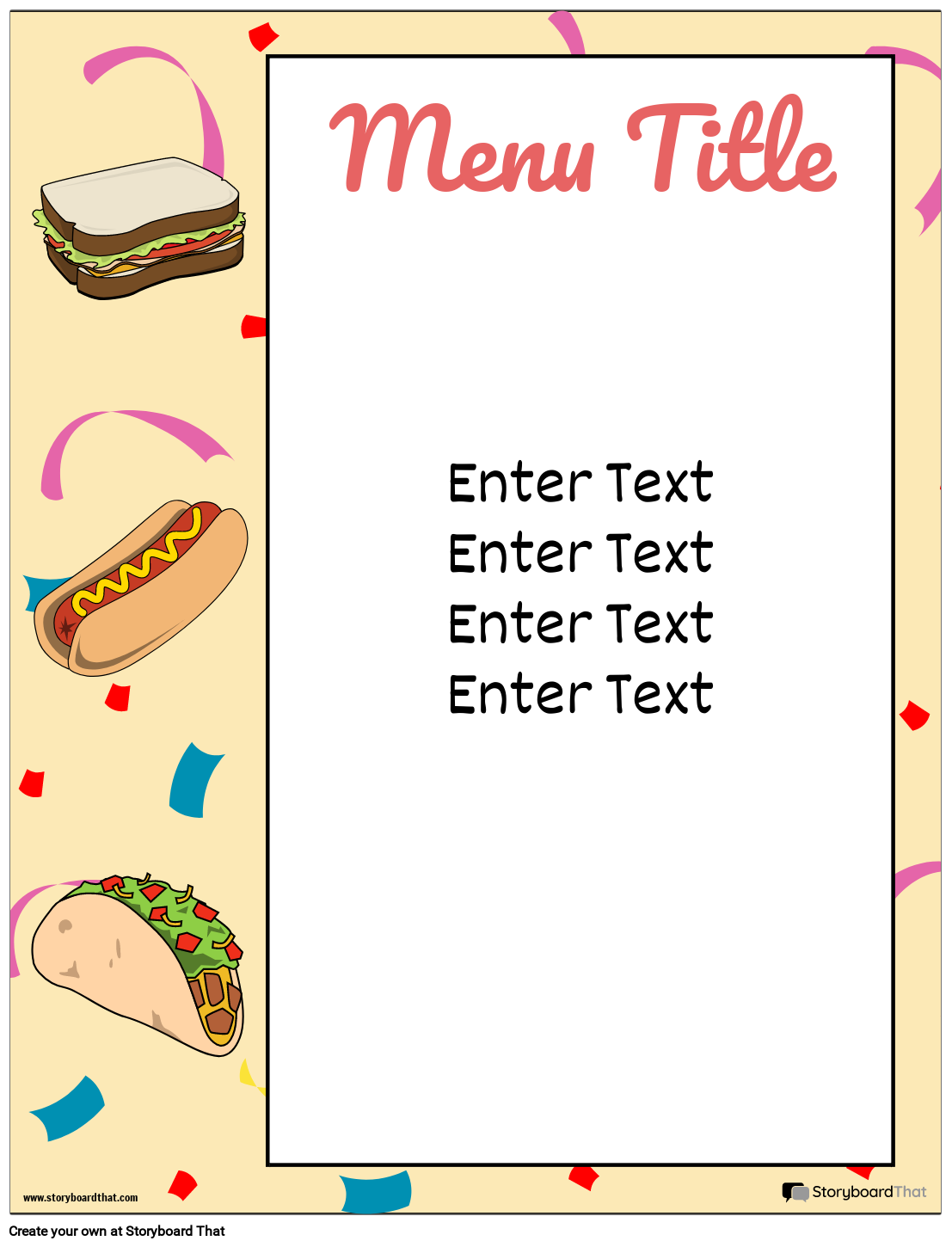 Free Printable Fastfood Menues And Worksheets