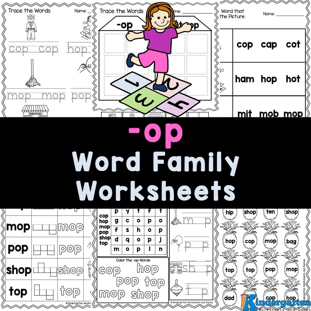 FREE op Word Family Worksheets For Kindegrarten FREE op Word Family Worksheets For Kindegrarten