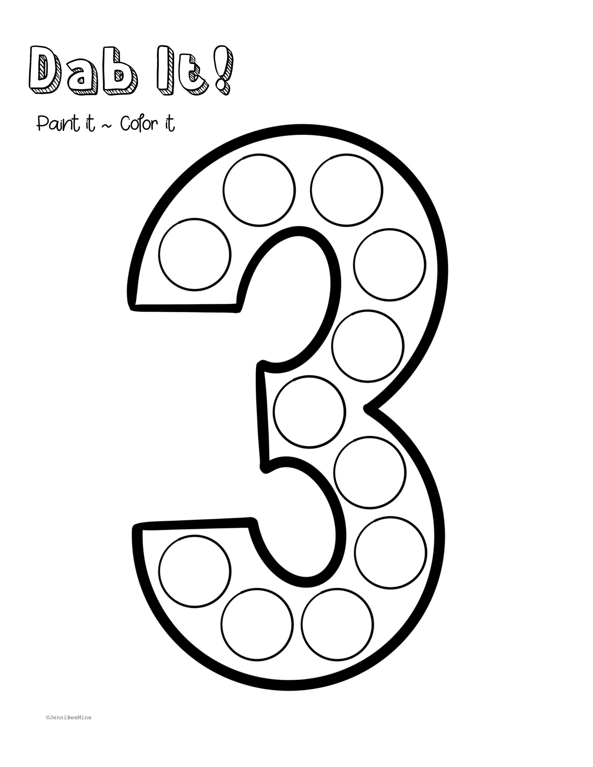 Free Preschool Printables Number 3 Jennibeemine Worksheets Library