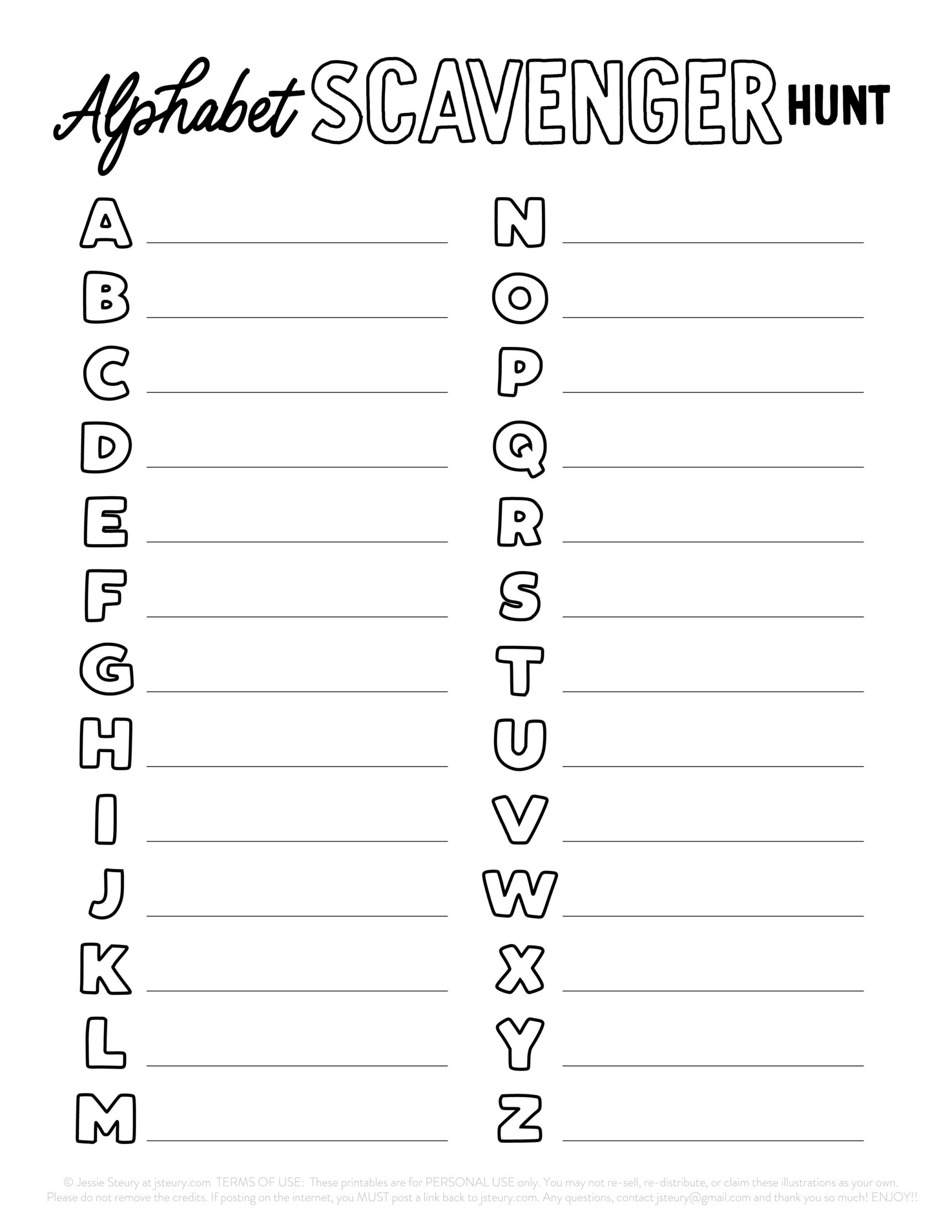 Free Printable Alphabet Scavenger Hunt Download Free Printable Free Printable Alphabet Scavenger Hunt Download Free Printable