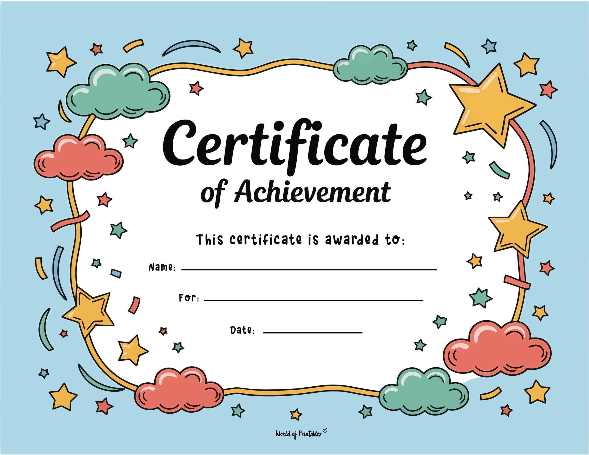 Free Printable Certificate Of Achievement Templates For Kids 