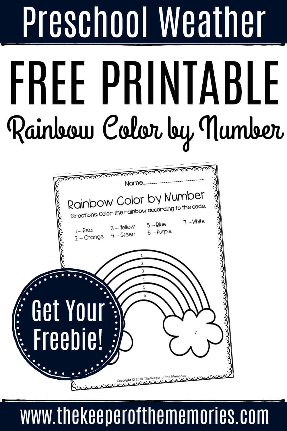 Free Printable Color By Number Rainbow Preschool Worksheet The Free Printable Color By Number Rainbow Preschool Worksheet The