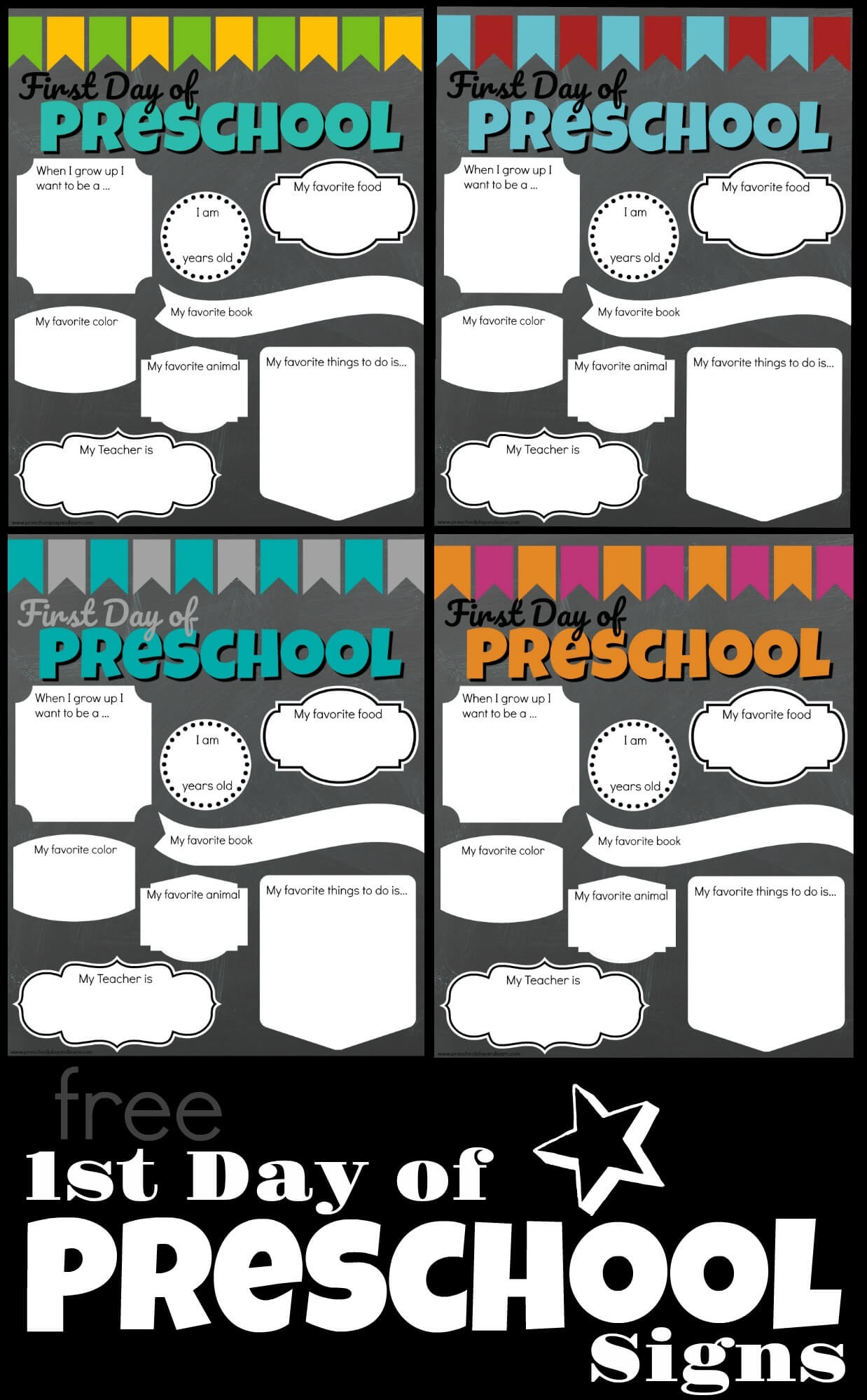 First Day Of Preschool Signs Printable