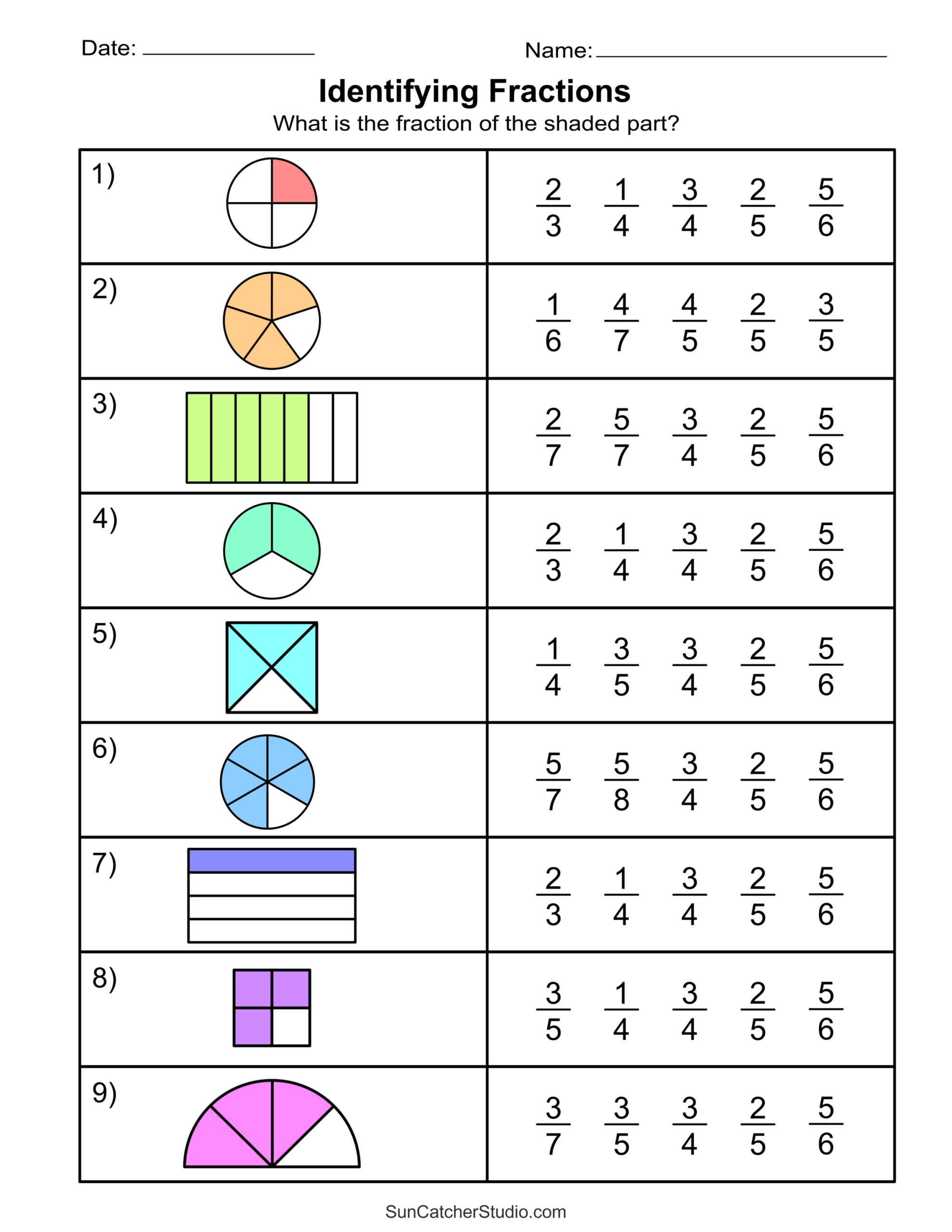 Free Printable Fractions Worksheets Comparing U0026 Identifying Free Printable Fractions Worksheets Comparing U0026 Identifying
