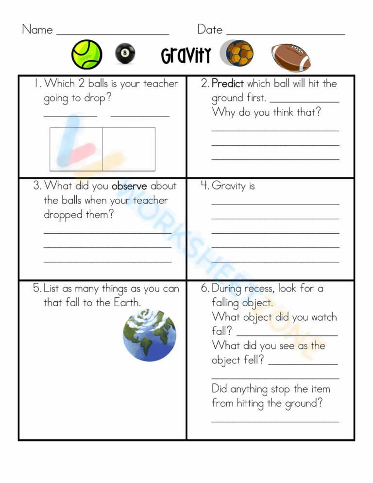 Free Printable Gravity Worksheets For Teaching Learning Worksheets Library