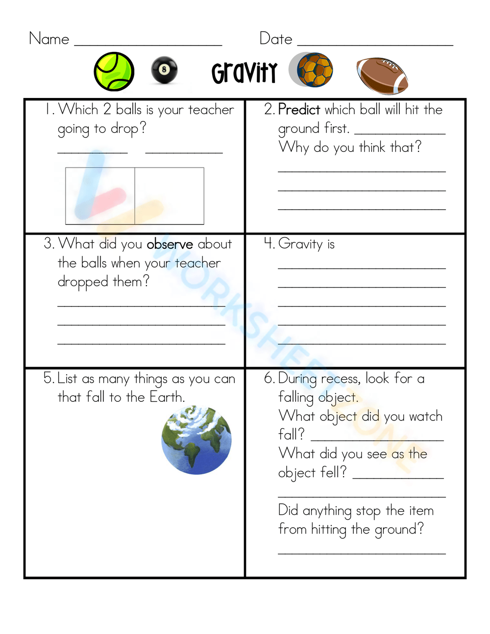 Free Printable Gravity Worksheets For Teaching Learning Worksheets Library