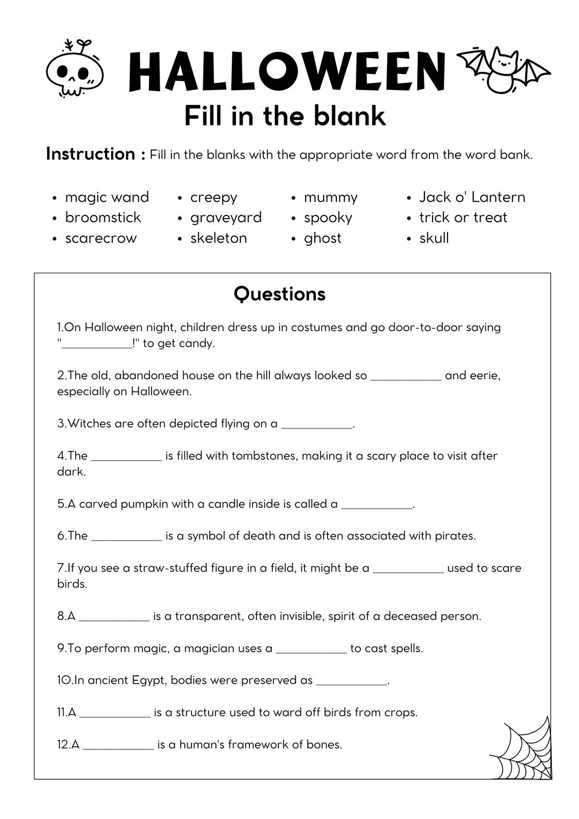 Halloween Reading Comprehension Worksheets 7th Grade