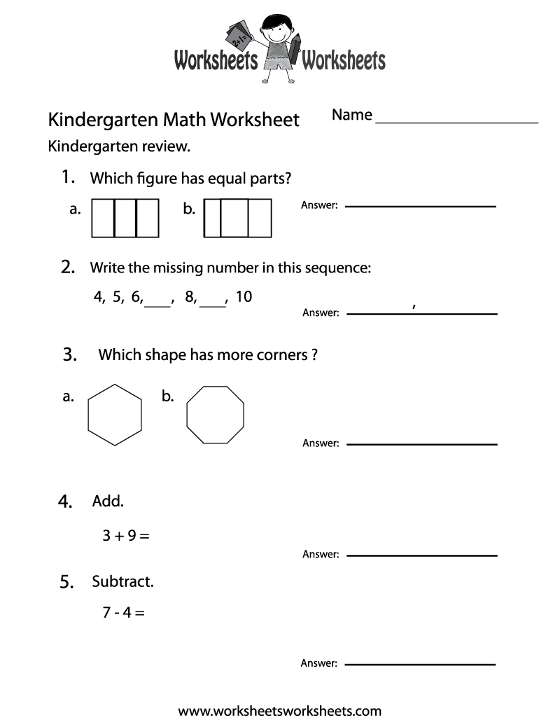 Free Worksheets For Kindergarten Math Free Worksheets For Kindergarten Math
