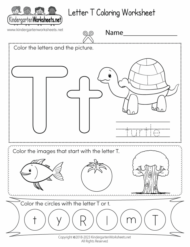 Free Printable Letter T Coloring Worksheet