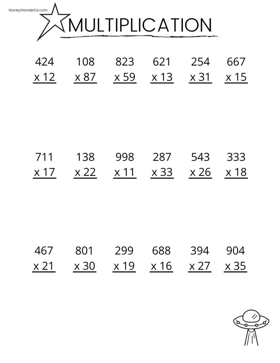 FREE PRINTABLE MULTIPLICATION WORKSHEETS WonkyWonderful Worksheets Library
