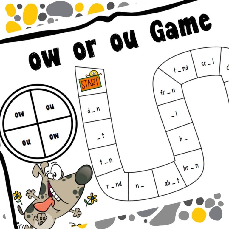 FREE Printable Phonics Ou And Ow Words Game