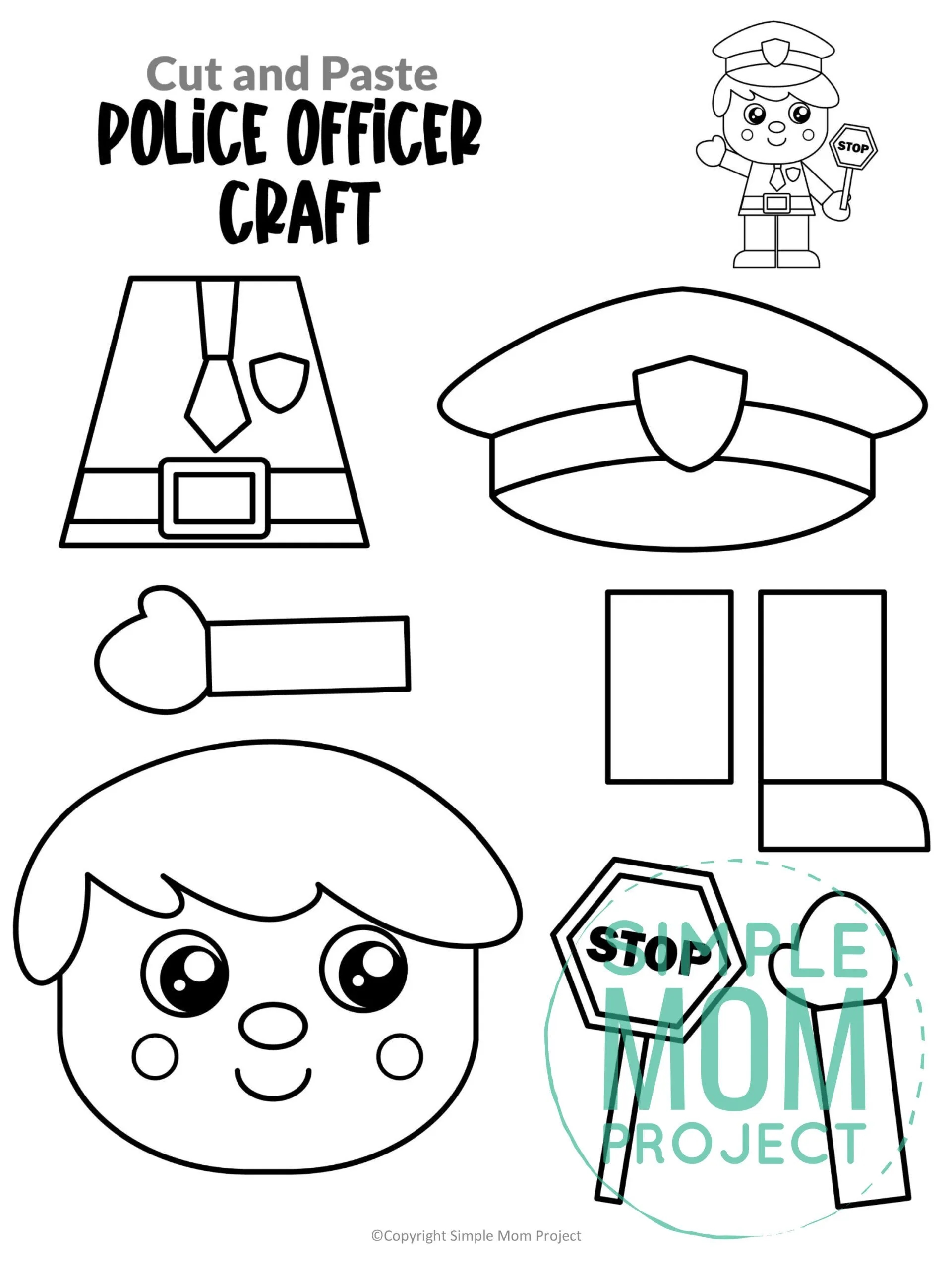 Free Printable Police Officer Craft Template Simple Mom Project