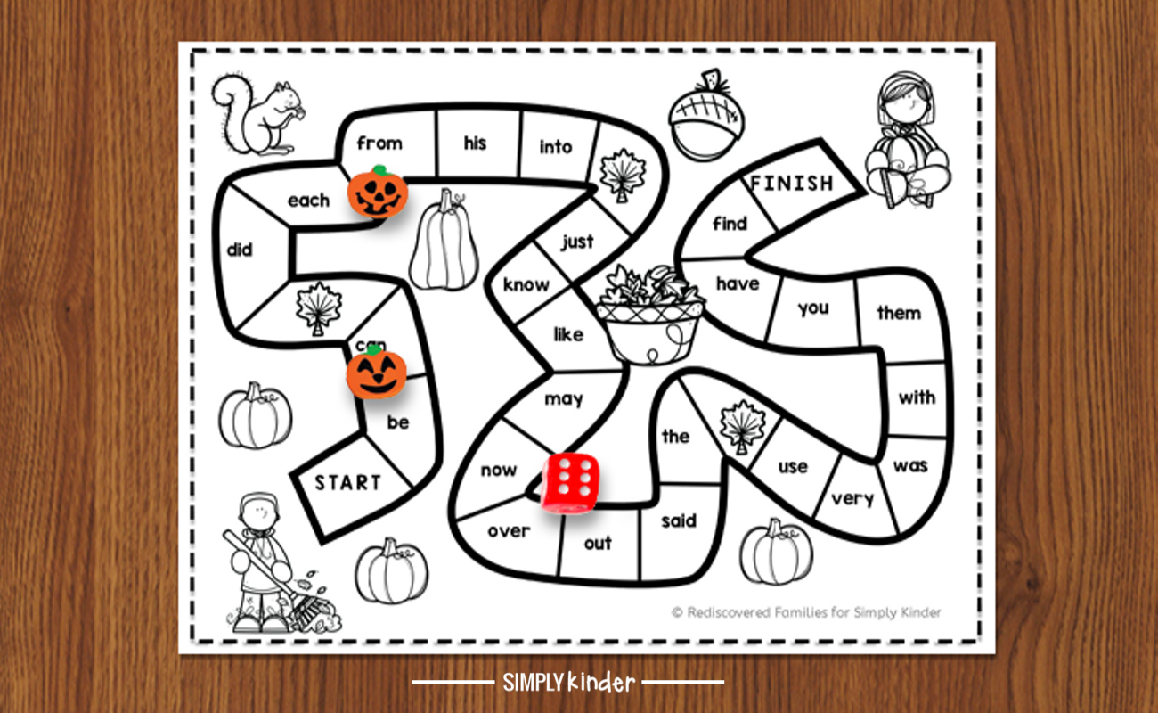 FREE Printable Sight Word Game To Make For Fall Simply Kinder Worksheets Library FREE Printable Sight Word Game To Make For Fall Simply Kinder Worksheets Library