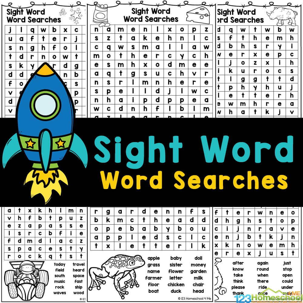 FREE Printable Sight Word Word Searches Worksheets