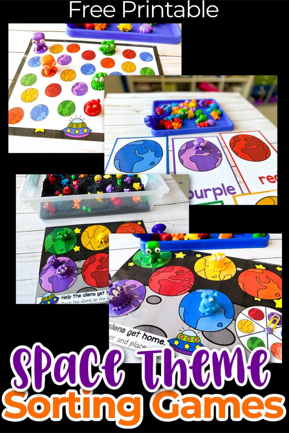 Free Printable Space Theme Matching U0026 Color Sorting Activities