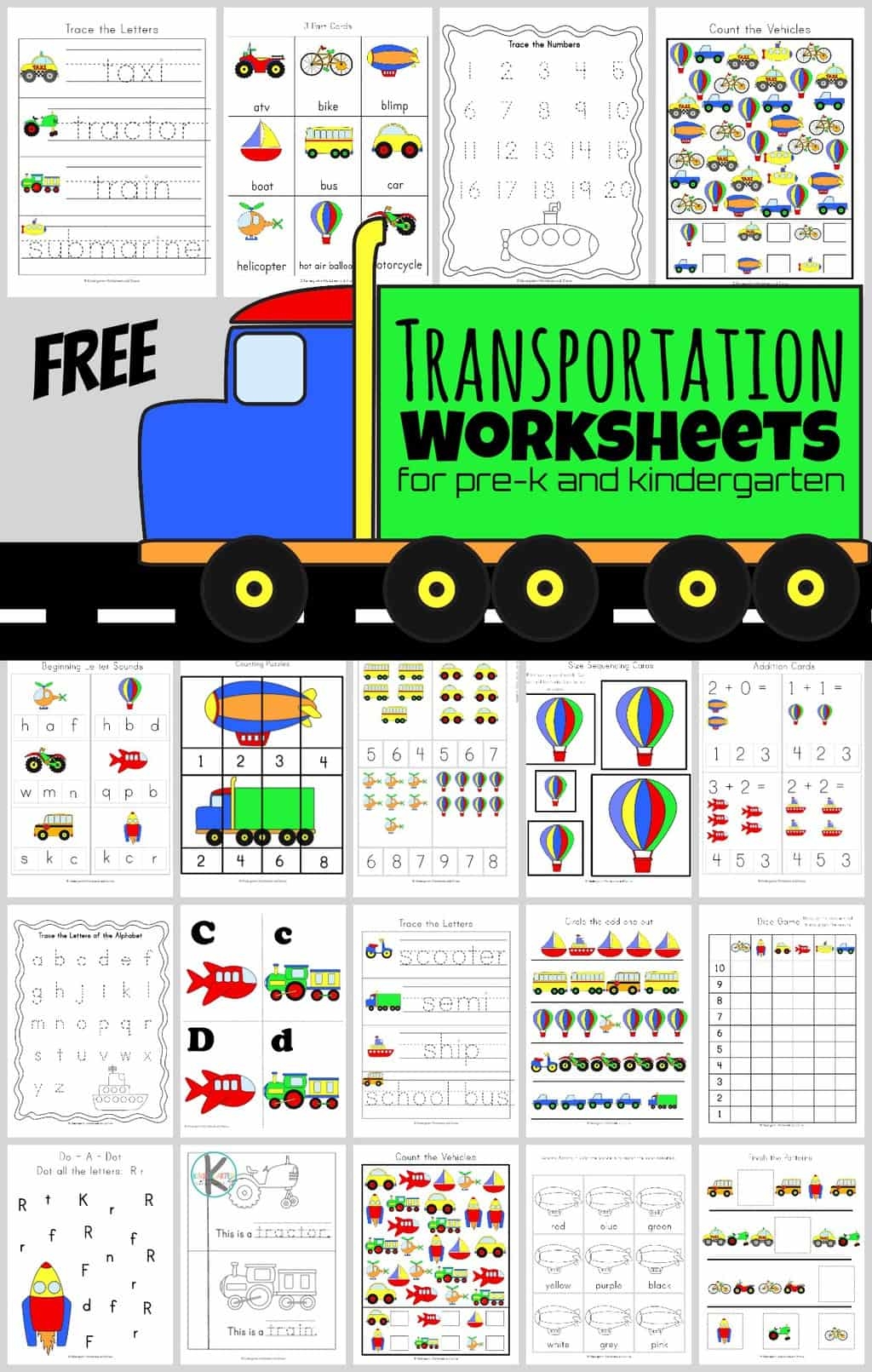 FREE Printable Transportation Worksheets For Kids HUGE Pack FREE Printable Transportation Worksheets For Kids HUGE Pack