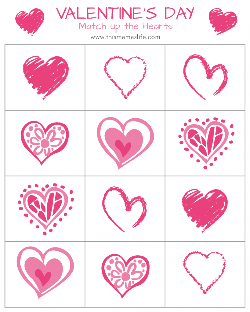 Free Printable Valentines Day Counting Hearts Match Up U0026 Word Worksheets Library Free Printable Valentines Day Counting Hearts Match Up U0026 Word Worksheets Library