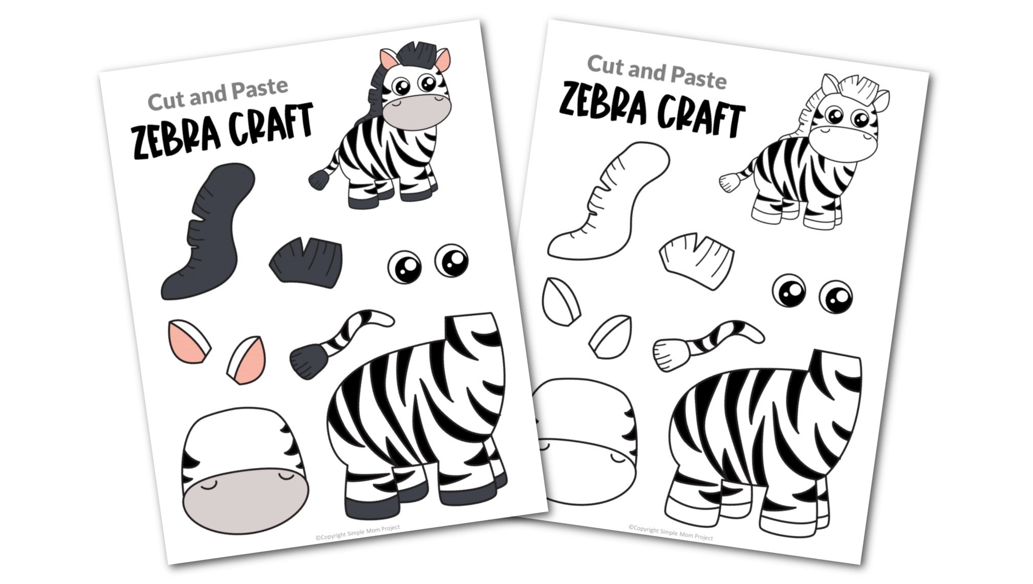 Free Printable Zebra Craft Template Simple Mom Project Worksheets Library