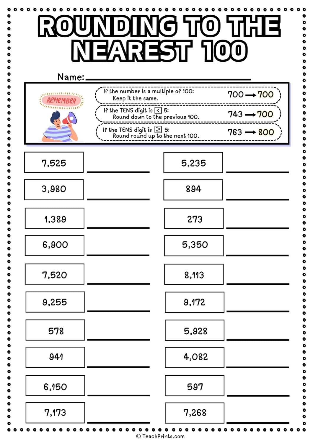 Free Rounding To The Nearest 100 Worksheets Teach Prints Free Rounding To The Nearest 100 Worksheets Teach Prints