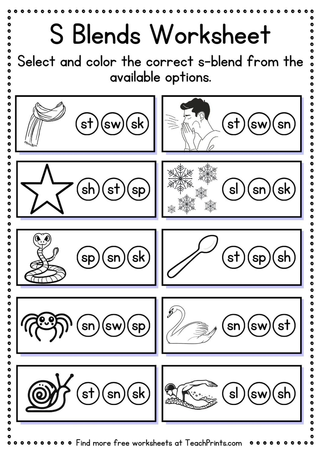 Free S Blend Worksheets Teach Prints Free S Blend Worksheets Teach Prints