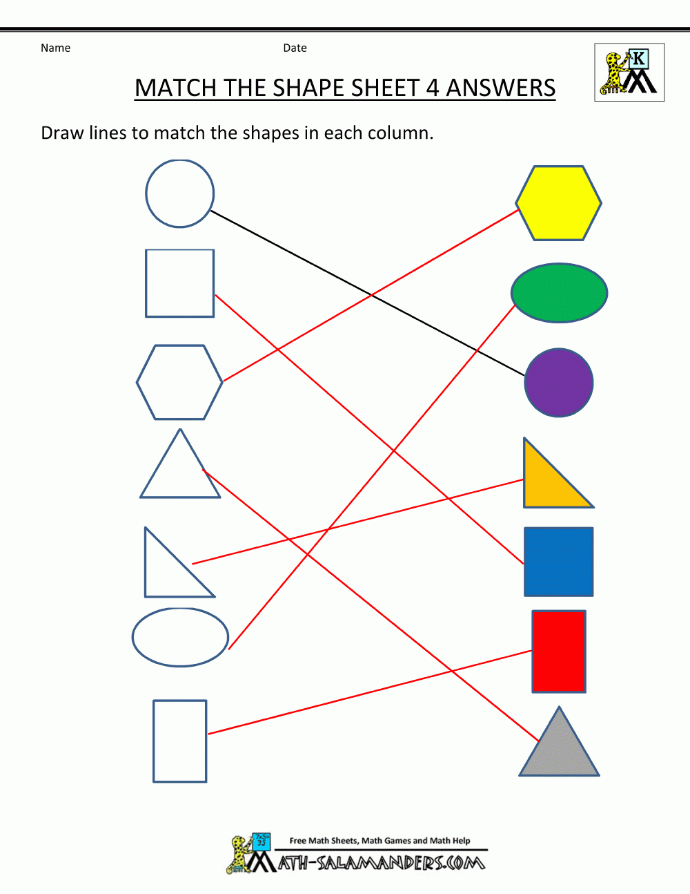 Free Shape Worksheets Kindergarten