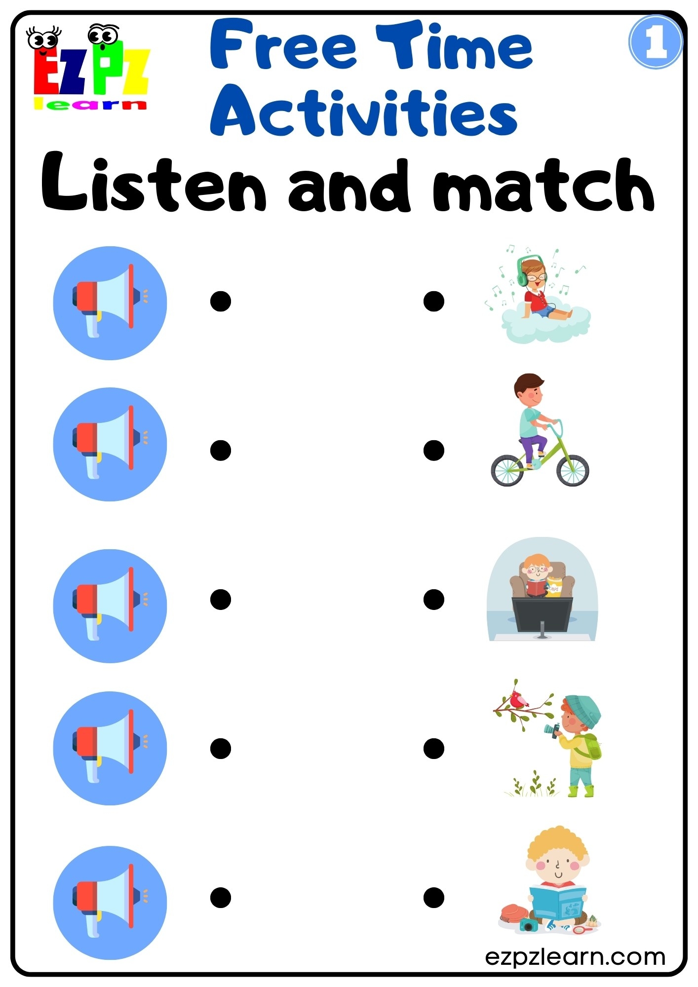 Free Time Activities Interactive Worksheet Listen And Match The Free Time Activities Interactive Worksheet Listen And Match The