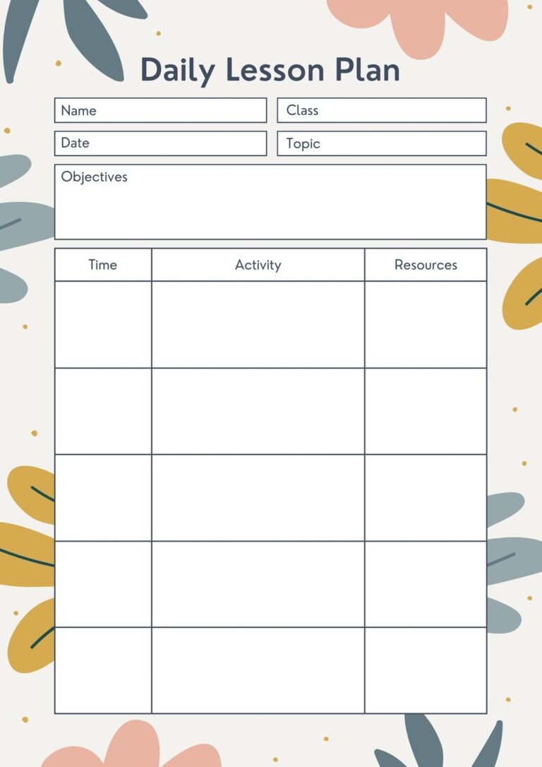 Free To Print Preschool Weekly Lesson Plan Templates Canva