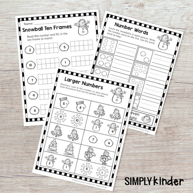Winter Kindergarten Math Worksheets Winter Kindergarten Math Worksheets