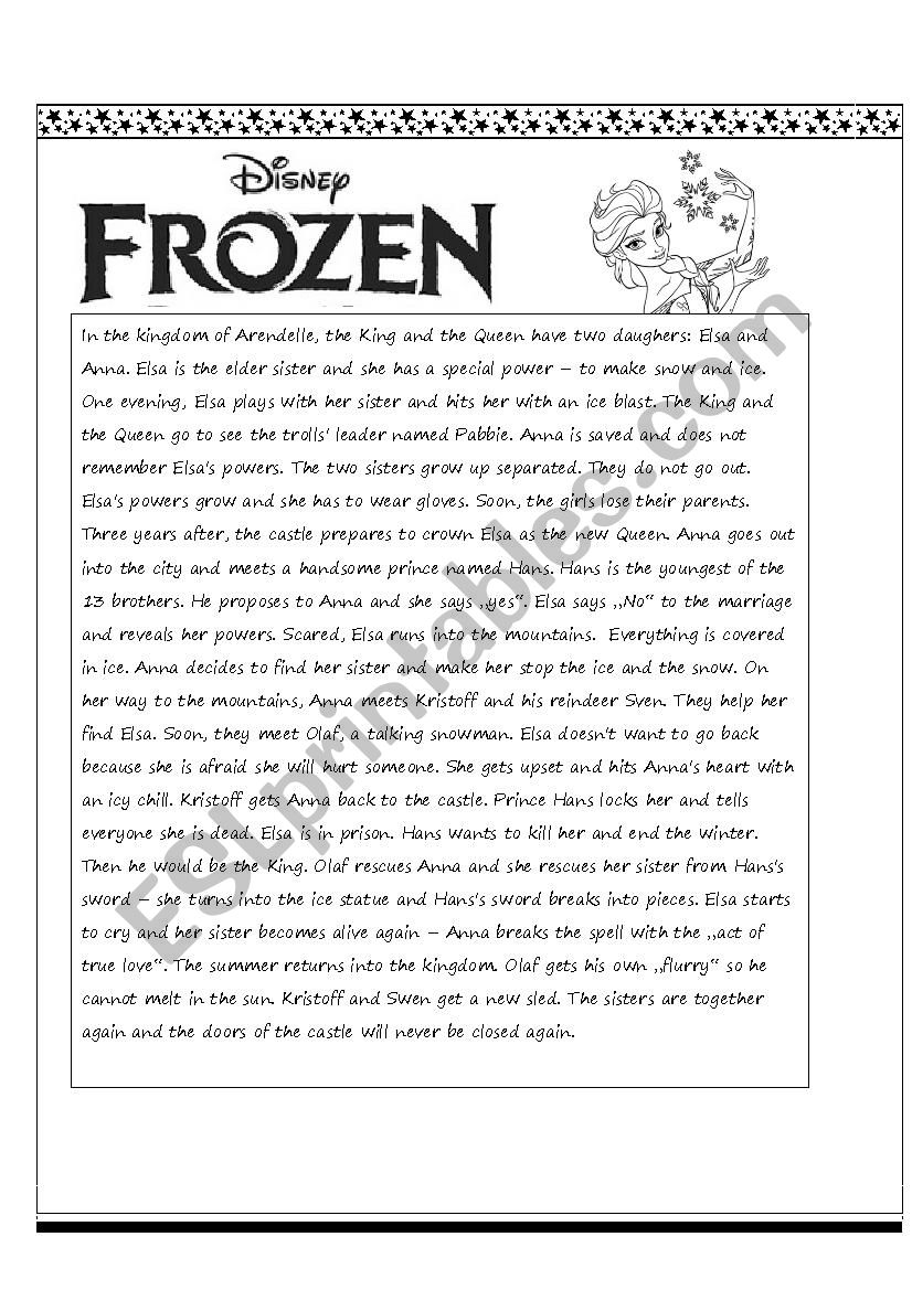 Frozen 2 Pages ESL Worksheet By Veljaca82 Frozen 2 Pages ESL Worksheet By Veljaca82